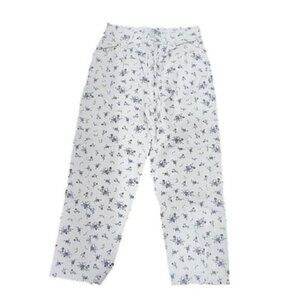 Zara Floral Crop Pants white Textured high rise pockets, 25.5" Waist XS